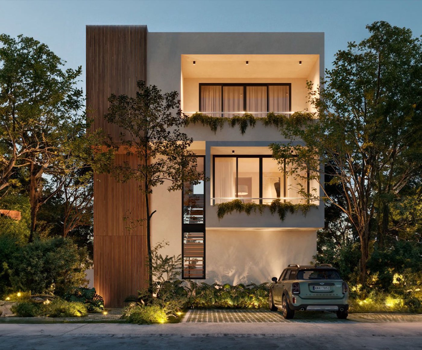 Casa de tres niveles con roof garden
